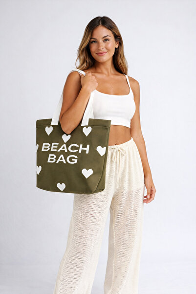 Sebir Moda Τσάντα παραλίας με μοτίβο καρδιάς