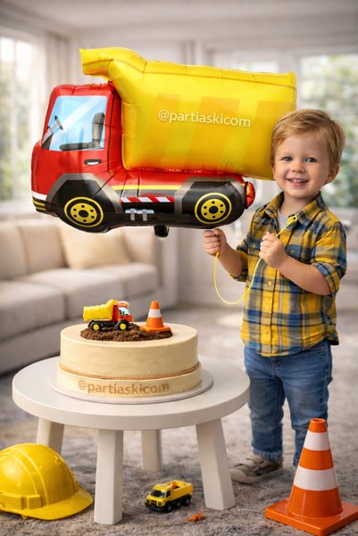 PARTİ AŞKI İnşaat Temalı Folyo Balon & İş Makine Konsept Erkek Doğum Günü (Vi...