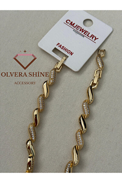 olvera shine Cm Jewellery-Zircon Stone Wave Bracelet/Gold/17+2 cm