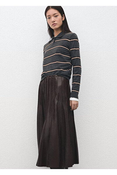 MANGO Woman Çizgili polo yaka kazak
