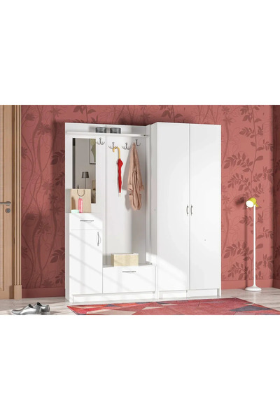 Abre vm-363437 BEYAZ VESTİYER PORTMANTO AYAKKABILIK