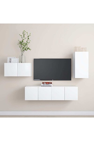 Concept Set dulapuri TV, 4 piese, alb, PAL