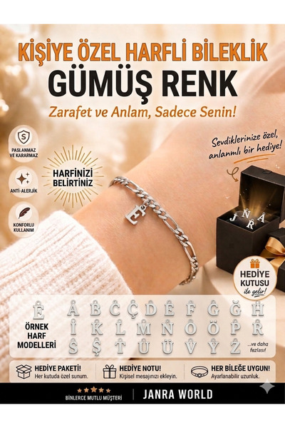 JANRA WORLD Lettering Stainless Steel Bracelet, Tarnish Resistant, Silver Col...