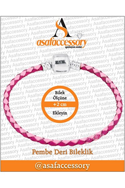 asaf Pembe iki renkli deri bileklik | logolu moments bileklik