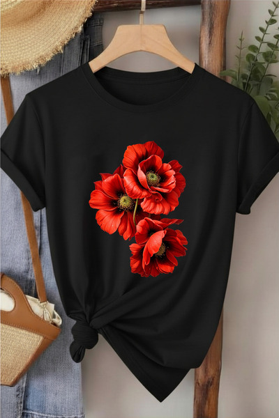 l'eivor Gelincik çiçeği baskılı Kadın T-shirt