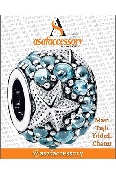 asaf Mavi taşlı yıldızlı charm | gümüş kaplama