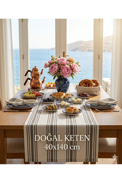 emira tasarım Özel Seri Çizgili Runner Dekoratif Masa Örtüsü 40x140 Mutfak & ...