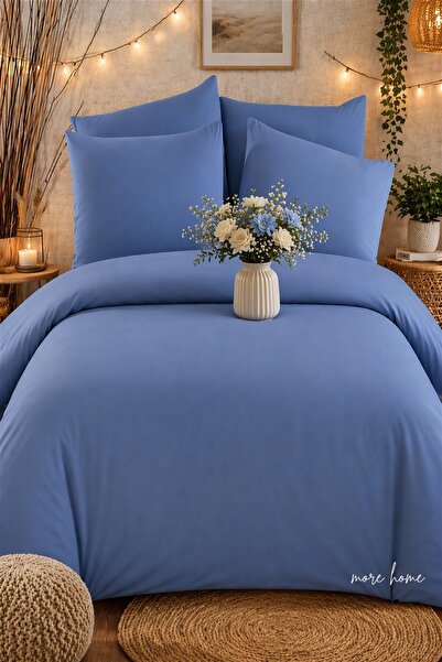 MORE HOME Double Duvet Cover + Pillowcase (Without Sheets) Dark Blue
