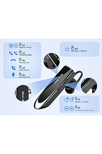 New Bee Casca Bluetooth LC-B41, Autonomie baterie 5 zile, Multipoint, Compatibila cu Ios si Android