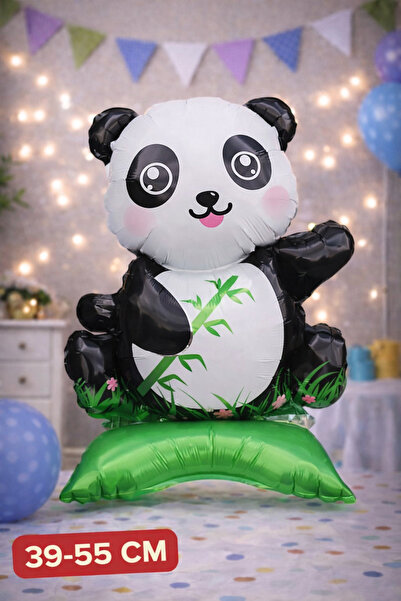 Baloncu Nene Ayaklı Panda Folyo Balon Doğum Günü Helyum Balon Doğum Günü Süs ...