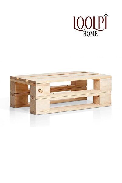 Loolpi Home Vega Palet Tabure 50x80 Cm Doğal Ahşap Bahçe ve Balkon Takımları