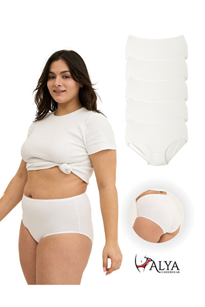 ALYA UNDERWEAR Ψηλόμεσο γυναικείο εσώρουχο 5 τμχ Λευκό - Plus Size (5XL, 6XL,...