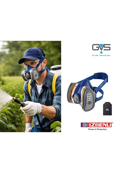 GVS A1p3 Tarım ilaçlama İçin Yarım Yüz Gaz Maskesi XL Beden (Filtre İle Beraber)