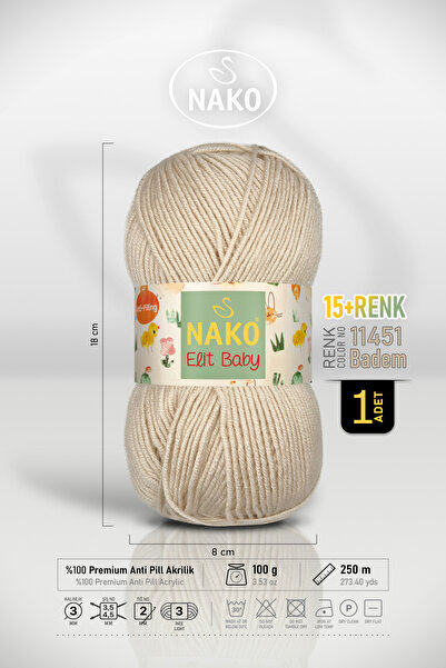Genel Markalar N.ako Elit Baby Anti Pilling Tüylenmeyen Bebek Ipi 11451 Badem