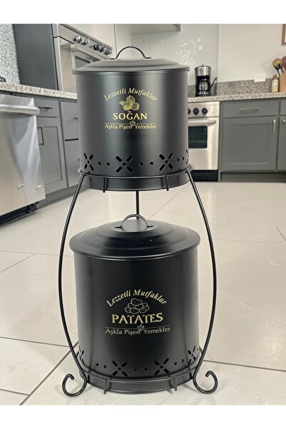 metalshop 2 Katlı Metal Patates Soğan Kovası - Sebzelik - Patates Soğanlık Se...