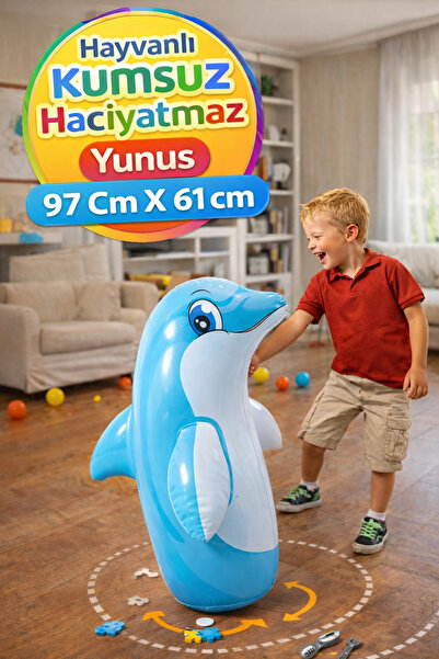 Dolphin Hacıyatmaz Inflatable Toy 97 cm Rumi Non-Tilting Balance Toy Kids