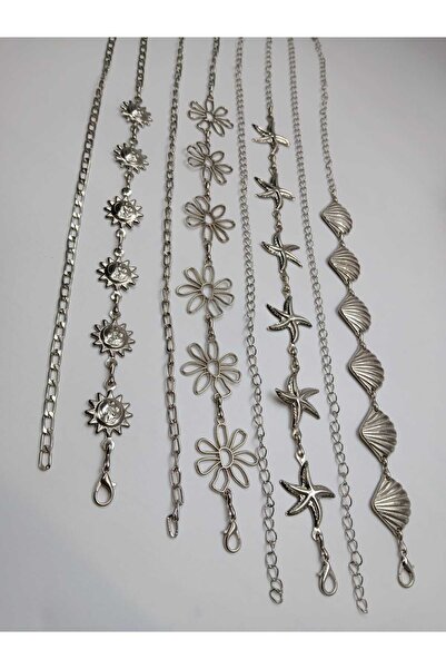 arlıva moda Kadın Gümüş 4 Adet Vücut & Bel & Elbise & Etek & Pantolon Zincir ...