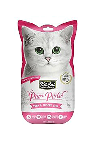 Kit Cat برير بيوري - وجبات رطبة للقطط بنكهة التونة والسمك المدخن - 4 أنابيب ×...
