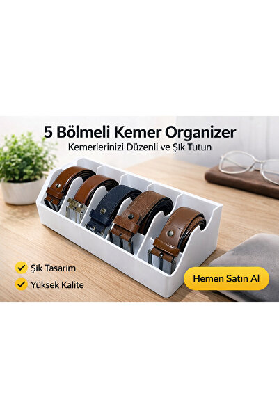 Redmina 5 Bölmeli Kemer Takı Çorap Organizeri Dolap Düzenleyici