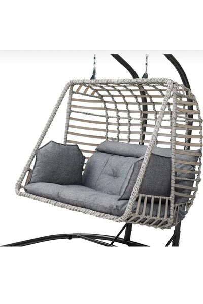 Genel Markalar Gri Gri Salina Bahçe Salıncağı Bahçe Mobilyası Balkon Salıncağı Modern 6 Ay Hasır 112 x 205 Modern