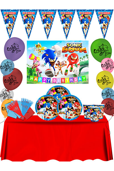 Sonic Σετ στολιδιών για πάρτι γενεθλίων για 24 άτομα με πανό Boom Hedgehog