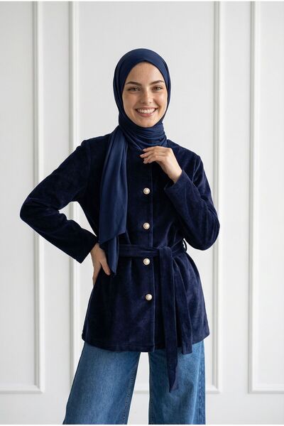 BENAHOLL Μπουφάν Angora με μεταλλικά κουμπιά Dacia-Front-BN4531 Navy Blue