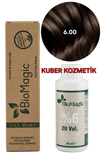 BIOMAGIC 6.03 Kahve Köpüğü Organik İçerikli Amonyaksız Kalıcı Saç Boyası +Oks...
