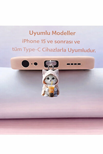 MixmioLife Sevimli Kedi Desenli Type-C Toz Koruma Tıpası - Ps5, Tablet ve Tel...