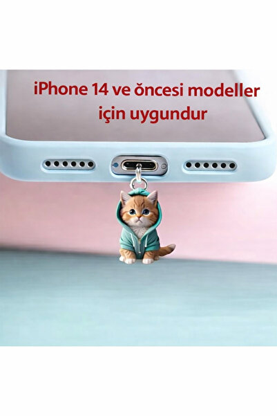 Genel Markalar iPhone Lightning Uyumlu Sevimli Kedi Şarj Girişi Toz Tıpası Te...