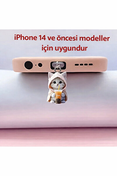 MixmioLife iPhone Uyumlu Sevimli Kedi Şarj Girişi Toz Tıpası Telefon