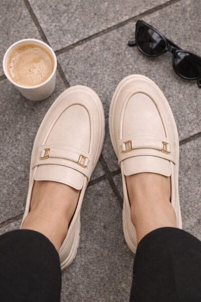 Slipcat Γυναικεία Χονδρή Σόλα Ορθοπεδική Άνετη Σόλα εφέ δέρματος Loafer – Μαύρο