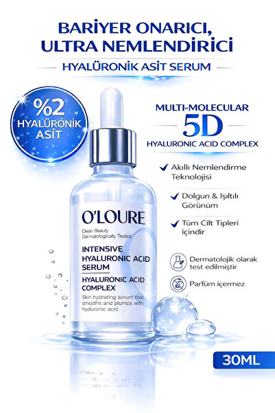 o'loure beauty Yoğun Nemlendirici %2 Hyalüronik Asit Serum 30 ml, İnce Çizgi ...