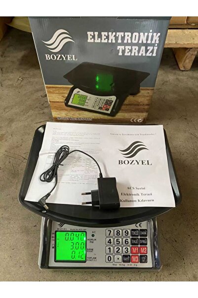 bozyel 40 Kg Kapasiteli- Plastik Kefe-elektronik Terazi-çift Ekran Kantar
