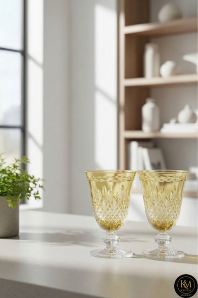 Kristal Market Royal RENKLİ LÜKS AYAKLI MEŞRUBAT 280ml Yemek Masası için Uygu...