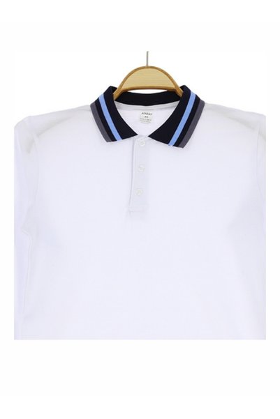 NR NarRengi 6/15 Years Old Bluz Okulluk Lacost Collar Fabric White