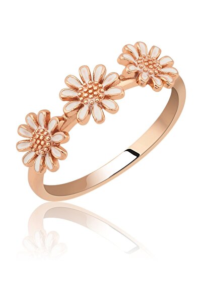 Papatya Silver Papatya Ahengi Üç Sıra Yüzük Rose Gold Kaplama 925 Ayar Gümüş