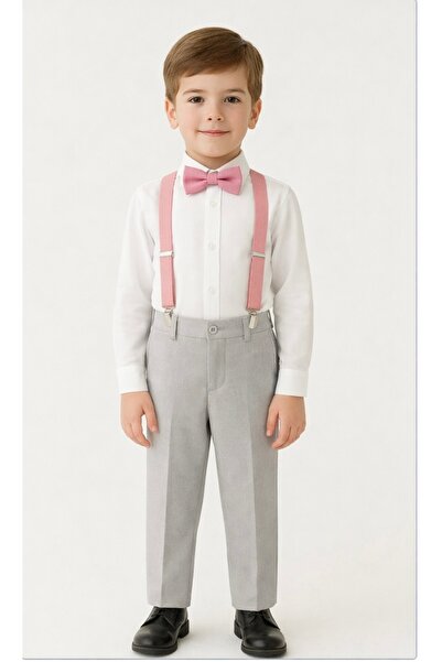 DaphKids Unisex 1-7 Yaş Lastikli Ayarlanabilir Çocuk Pantolon Askısı Papyon S...