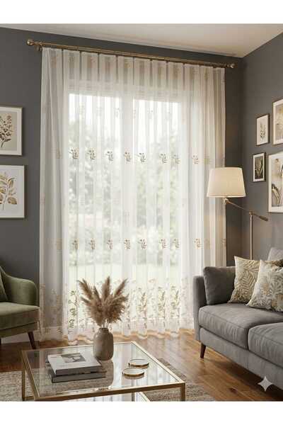 CASA NATURALE Greek Tulle Curtain with Embroidery 6640-01-001-02