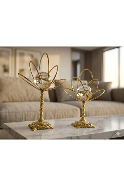 asellus Life Inspired 2'li Cam Küreli gold renk Dekorasyon Set, ağaç temalı, ...