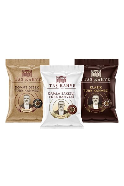 TAŞKAHVE 3'lü Paket Türk Kahvesi (Klasik-damla Sakızlı-dövme Dibek)