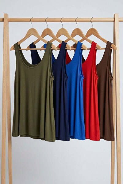 COTENCONCEPT 5 Pieces A-Line Comfortable Fit Basic Thick Strap Athlete T-Shirt