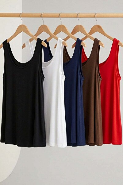 COTENCONCEPT 5 Pieces A-Line Comfortable Fit Basic Thick Strap Athlete T-Shirt