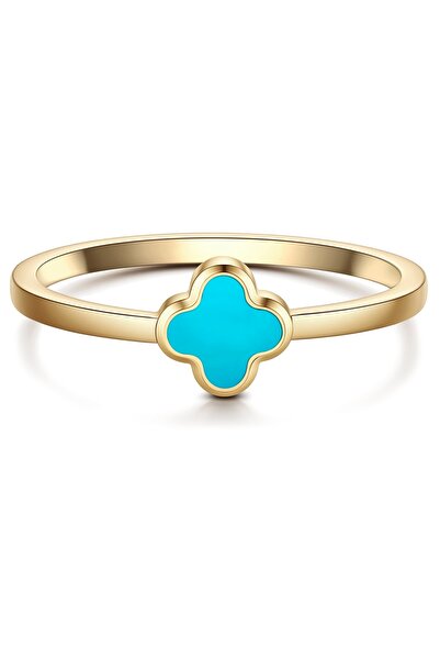 Glanzstücke München Edelstahlring Ring Edelstahl gelbgold Türkis (synth.)