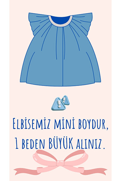 Genel Markalar Dantel Yaka Kız Çocuk Koyu Mavi Kot Elbise