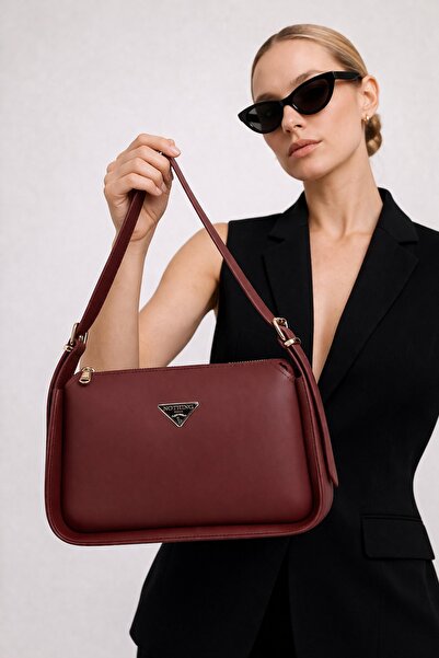 NOTHING Γυναικεία τσάντα μπαγκέτα με μονόγραμμα, ρυθμιζόμενο λουράκι ζώνης, χ...