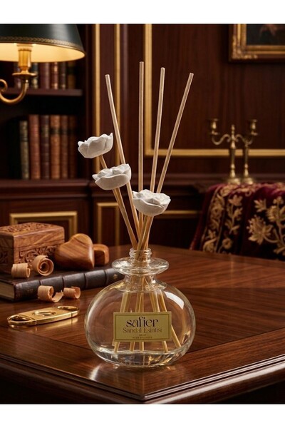 SAFİER Sandal Ağacı Seramik Taş Çiçekli Çubuklu Oda Kokusu Sandal Esintisi 80 ml