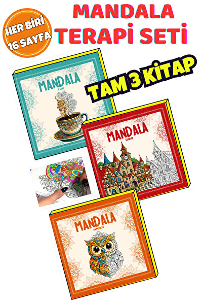 KBY Mandala Boyama Kitabı Hem Büyüklere hemde Küçüklere uygun Mandala Terapi Seti 3 Kitap