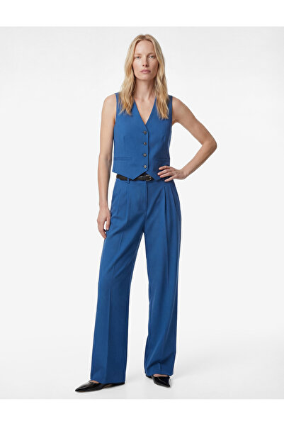 Koton Kolsuz Viskon Karışımlı Düğmeli Cepli V Yaka Yelek