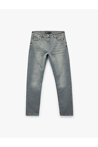 Koton Bavlněné džíny Slim Fit s knoflíky v normálním střihu v pase - Brad Jean