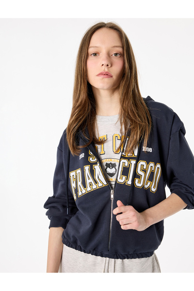 Koton Μακρυμάνικο φούτερ με με κουκούλα φερμουάρ Κοντό